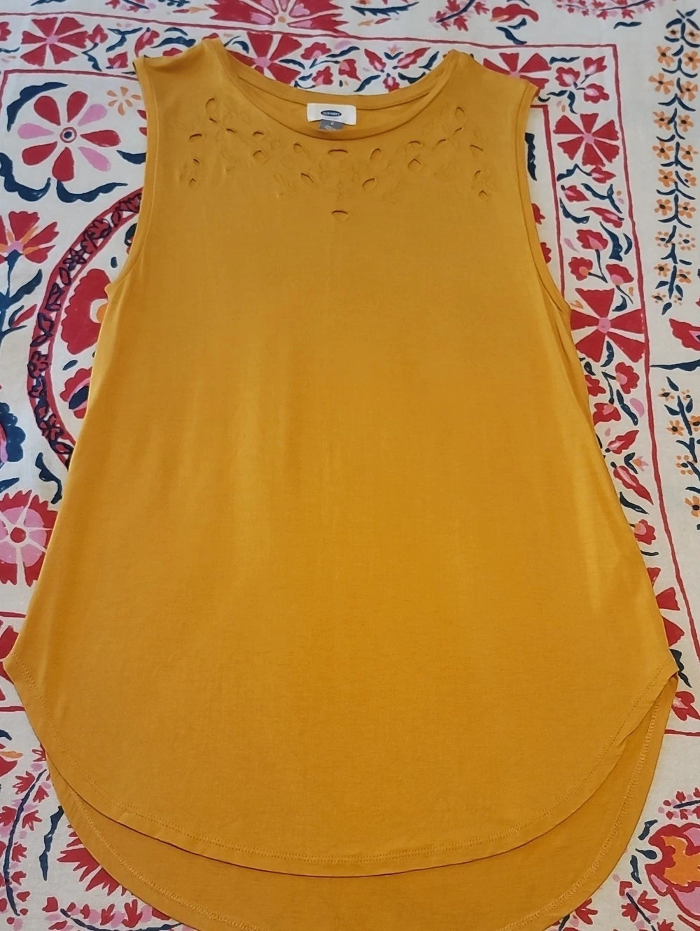 Old Navy Cutout Detailing Tunic Tank Top in Mustard Yellow
